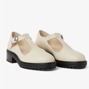 Aeyde Women's Cream T-Strap Flats